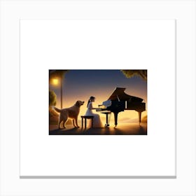Dog And Piano AI generated Canvas Print