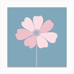 A White And Pink Flower In Minimalist Style Square Composition 718 Canvas Print