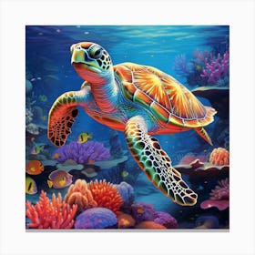 Turtle Under The Sea Canvas Print