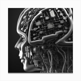 Human Brain With Electronic Circuits 1 Canvas Print
