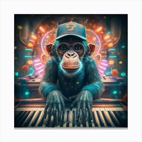 Monkey Playing Piano Canvas Print
