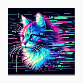 Glitch cat, Glitch art 3 Canvas Print