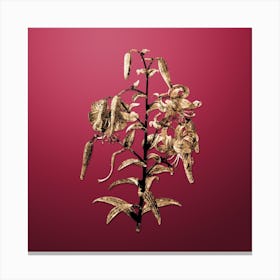 Gold Botanical Tiger Lily on Viva Magenta n.0074 Canvas Print