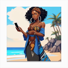 African Woman On The Beach Canvas Print