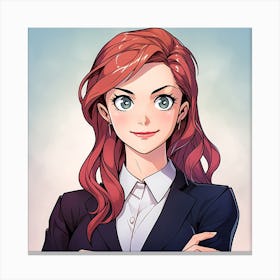 Anime Girl With Red Hair Canvas Print