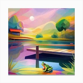 Frog In The Lake Canvas Print