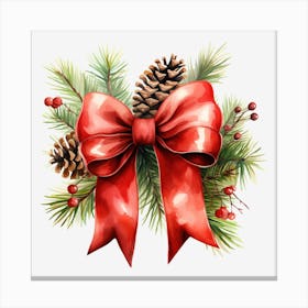 Christmas Tree With Bow Canvas Print