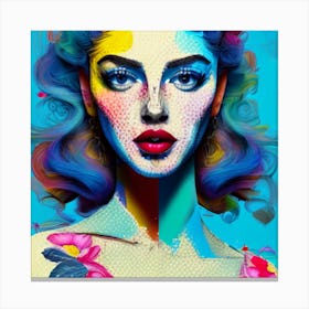 Woman With Colorful Hair 1 Canvas Print