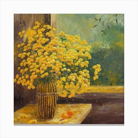 Yellow Flowers In A Vase Canvas Print