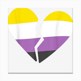 Non Binary Heartbreak Nonbinary Broken Heart Pride Month Canvas Print