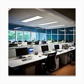 Workspace Cubicles Desk Computer Phone Meeting Collaboration Work Productivity Office Suppl (3) Canvas Print