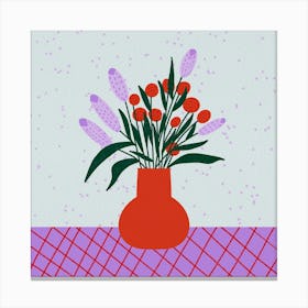 Abstract Flower Vase violet and red Canvas Print