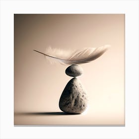 Balancing Stones With Feather Canvas Print