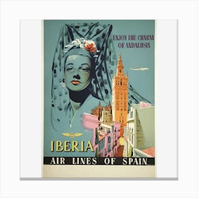 Vintage Travel Poster Andalusia Spain Canvas Print