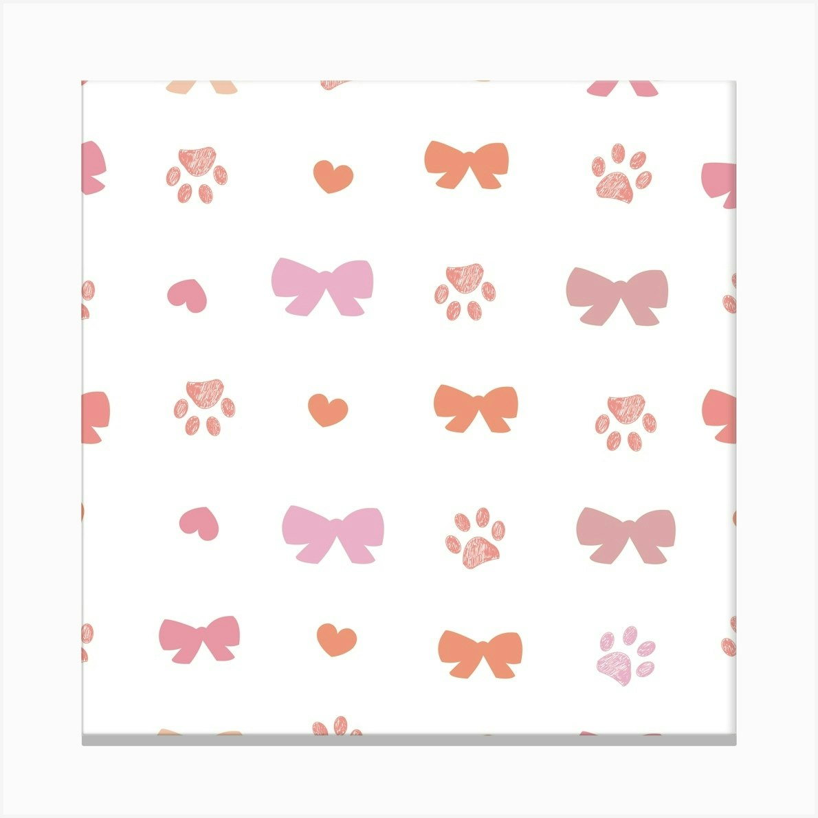 Bow Ties And Hearts Paw Prints Valentine S Day Design Canvas Print by Gulsen Gunel