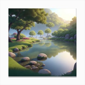 River In The Forest Canvas Print