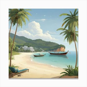 Phuket Thailand Flat Illustration 3 Art Print 0 Canvas Print