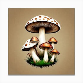 Mushrooms On The Grass 1 Canvas Print
