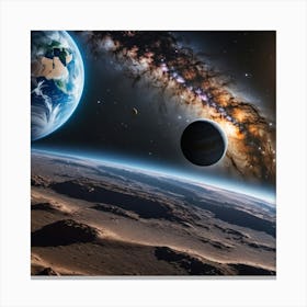 Milky Way And Planets Canvas Print