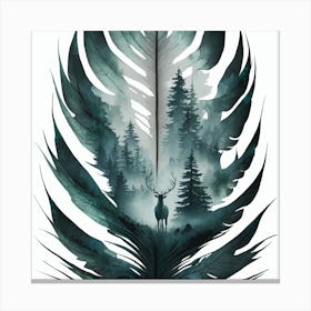 Mystic Forest Feather An Intricate Watercolor Landscape Within Nature S Quill (3) Canvas Print