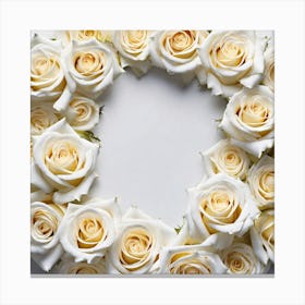 White Roses In A Heart Canvas Print