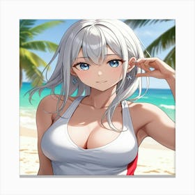 Anime Girl On The Beach 1 Canvas Print