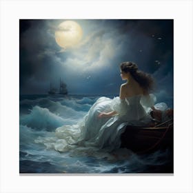 Woman On A Boat Canvas Print