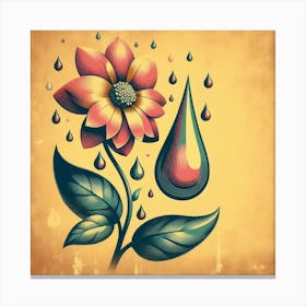 Flower With Raindrops Canvas Print