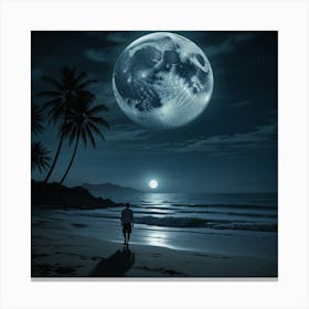 Full Moon On The Beach 1 Canvas Print