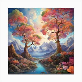 Trees In The Valley Canvas Print