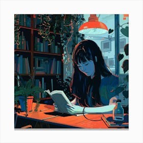 Girl Reading A Book 3 Canvas Print