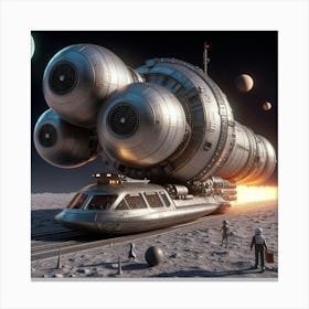 Spaceship On The Moon 1 Canvas Print