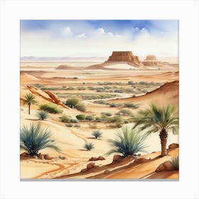 Watercolor Desert Landscape 9 Canvas Print