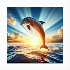 Dolphin Jumping In The Ocean 1 Canvas Print