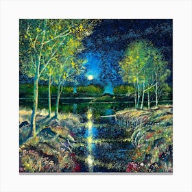 Moonlight In The Forest Canvas Print