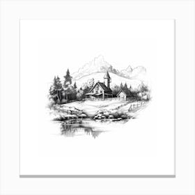 Idyllic Country Dwelling Sketch Canvas Print