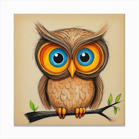 Owl On A Branch 9 Canvas Print