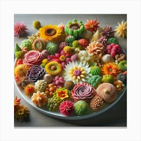 Plate Of Flowers Canvas Print