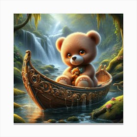 Teddy Bear In A Boat Canvas Print