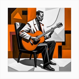 Acoustic Guitar*Cubist Man with Guitar* 1 Canvas Print