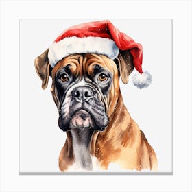 Boxer Dog With Santa Hat 3 Canvas Print