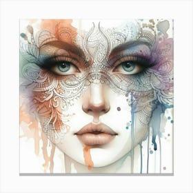 Woman With A Mask Canvas Print