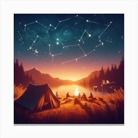 Campfire With Constellations Canvas Print