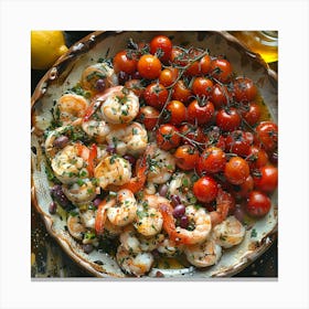 Shrimp And Tomato Salad Canvas Print