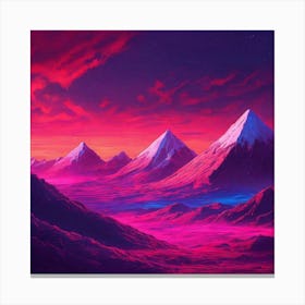 Purple Sky With Mountains Canvas Print