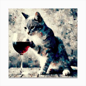 CAT WITH WINE Canvas Print