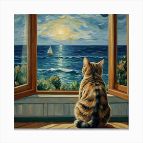 Cat Looking Out The Window 7 Canvas Print