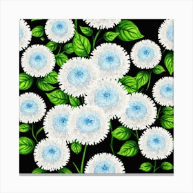 Blue And White Chrysanthemums 1 Canvas Print