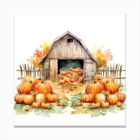 Farmhouse And Pumpkin Patch 4 Canvas Print