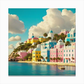 Colorful Houses On The Beach Canvas Print